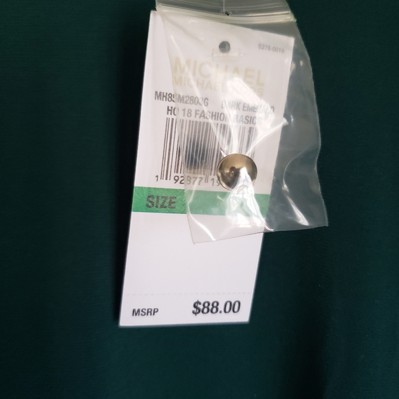 NWT MICHAEL Michael KORS Kelly green puffed sleeve TOP - Picture 3 of 6